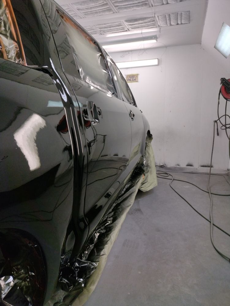 Door panel gloss close-up right after painting